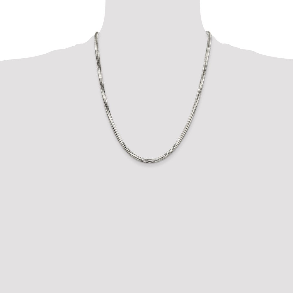 Sterling Silver 4mm Round Snake Chain 22 Inches