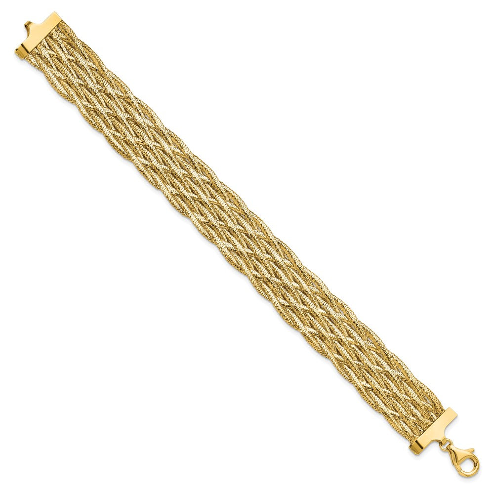 14K Polished Braided Mesh Bracelet 7  inches