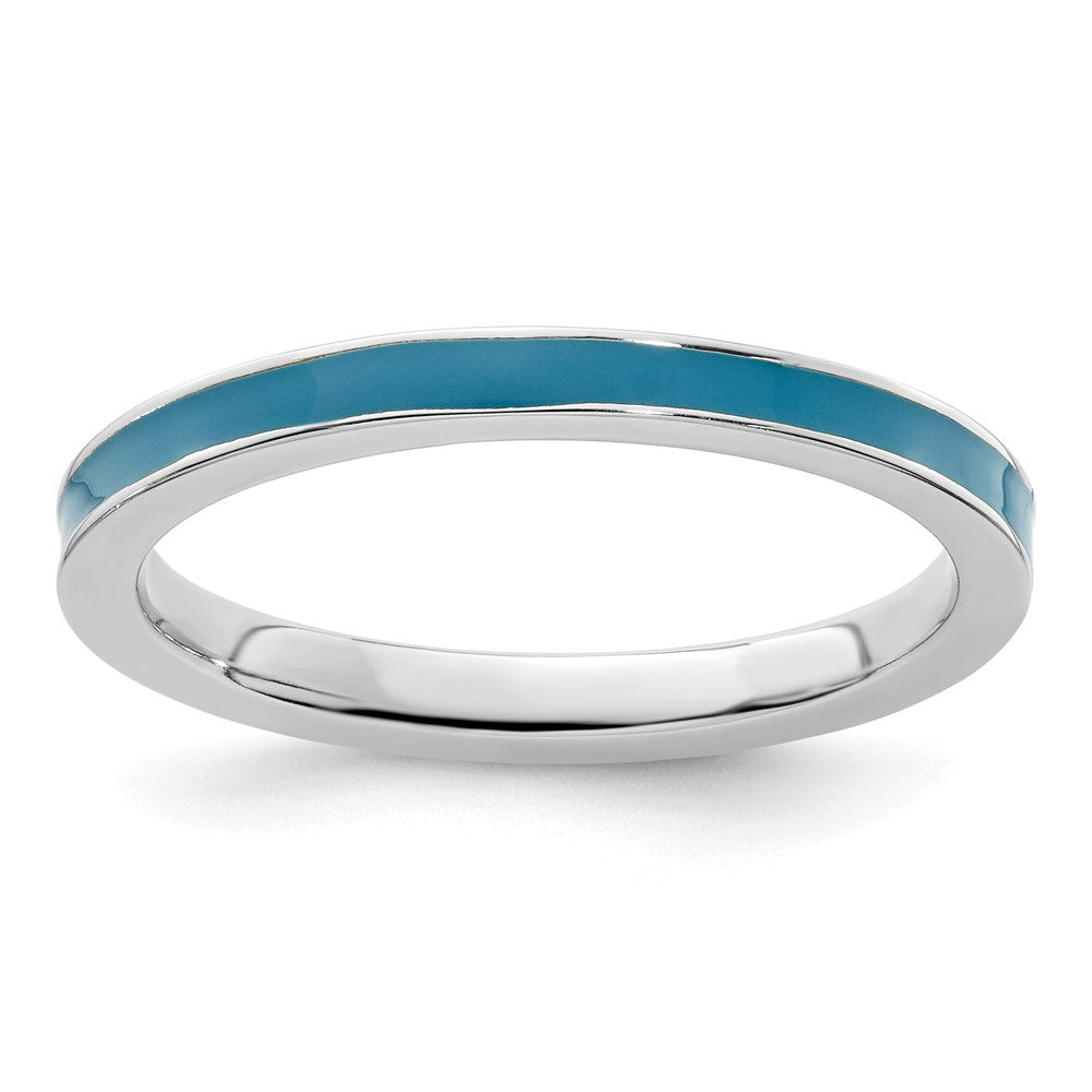 Sterling Silver Stackable Expressions Blue Enameled 2.25mm Ring Size -5