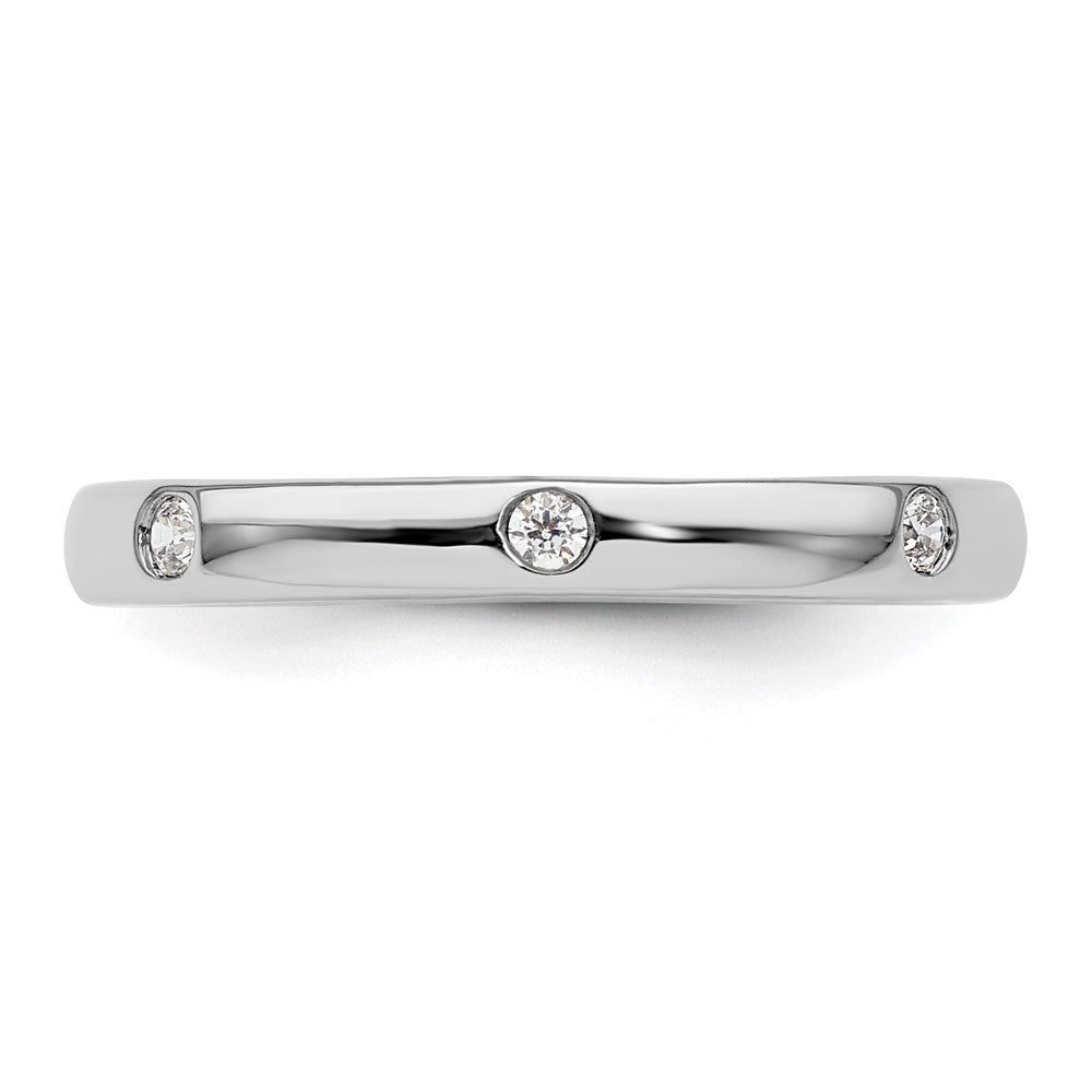 14k White Gold Polished Size 5.5 Bezel-set 1/10 carat Diamond Complete Eternity Band