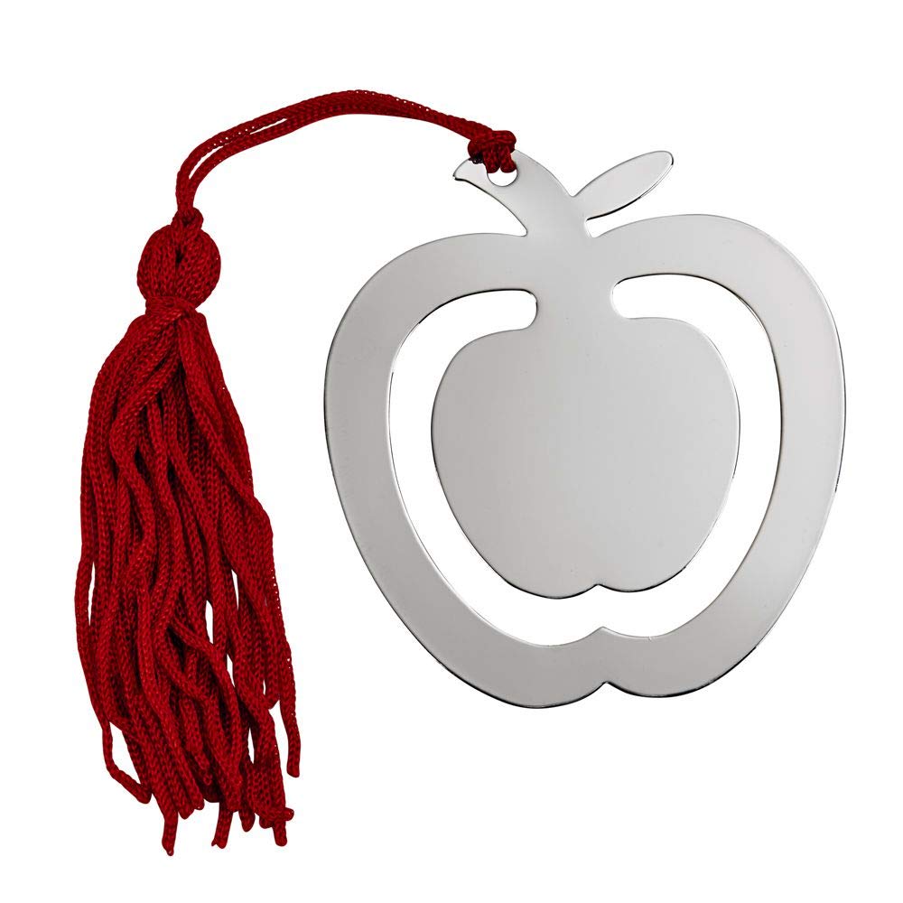 Creative Gifts International  Nickel Plated Apple Bookmark with Red Tassel - Red - 2.88in.