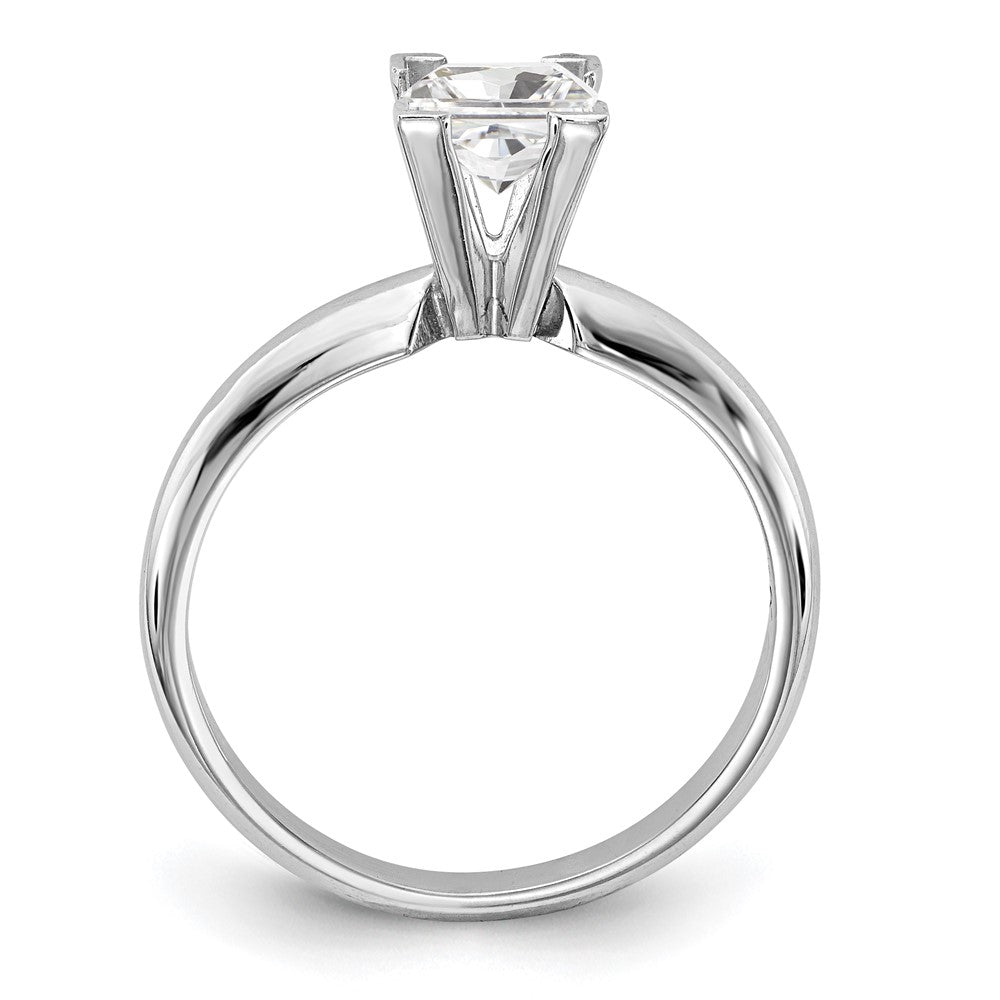 14k White Gold 6.5mm Medium-Weight Half-Round V-End Princess Solitaire Ring Mounting