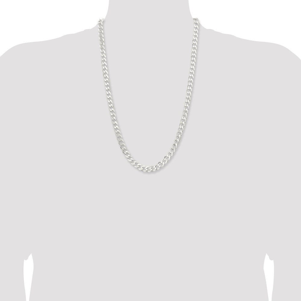 Sterling Silver 7.5mm Curb Chain 26 Inches