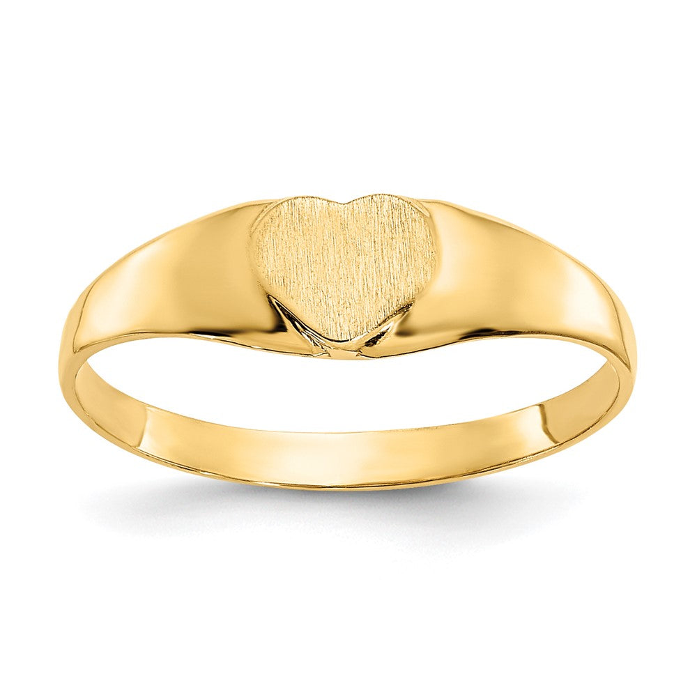 14k Satin Baby Heart Signet Ring Size 3
