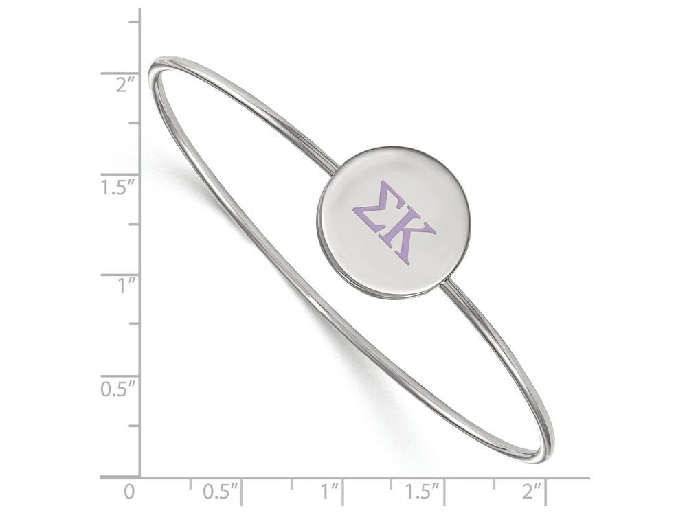 Sterling Silver Official Licensed Greek Sororities 7in Sigma Kappa (??) Enameled Slip-on Bangle
