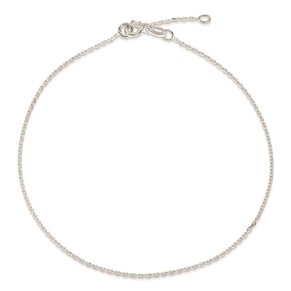 Sterling Silver 1mm Diamond-cut 9in Plus 1in ext. Anklet 10 inches