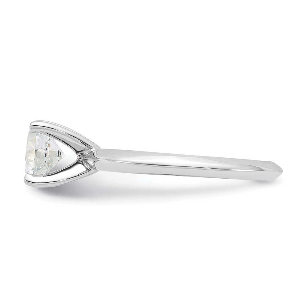 Sterling Silver Rhodium-plated 6.5mm Round Solitare Diamonore CZ Ring