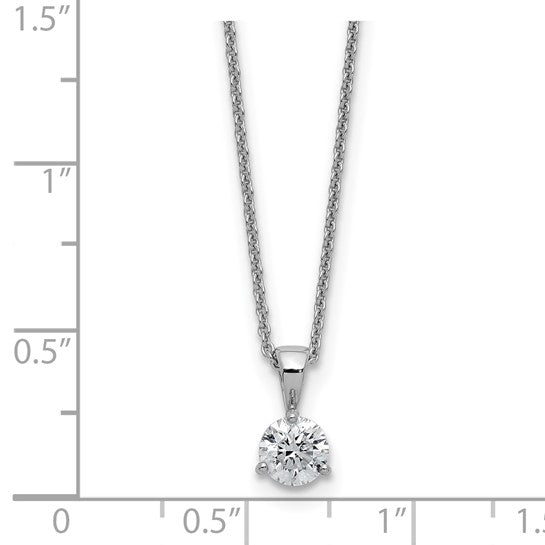 14k White Gold 1/4 carat Lab Grown Diamond VS/SI+ G+ Three Prong Complete 18 inch Solitare Pendant Necklace