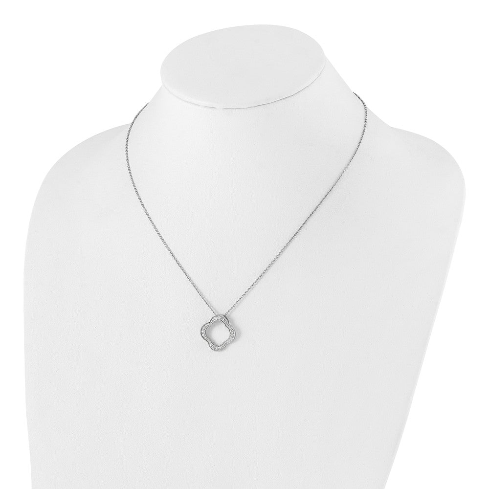 True Origin 14k White Gold 3/8 carat Lab Grown Diamond VS DEF 18 inch Quatrefoil Floral Necklace