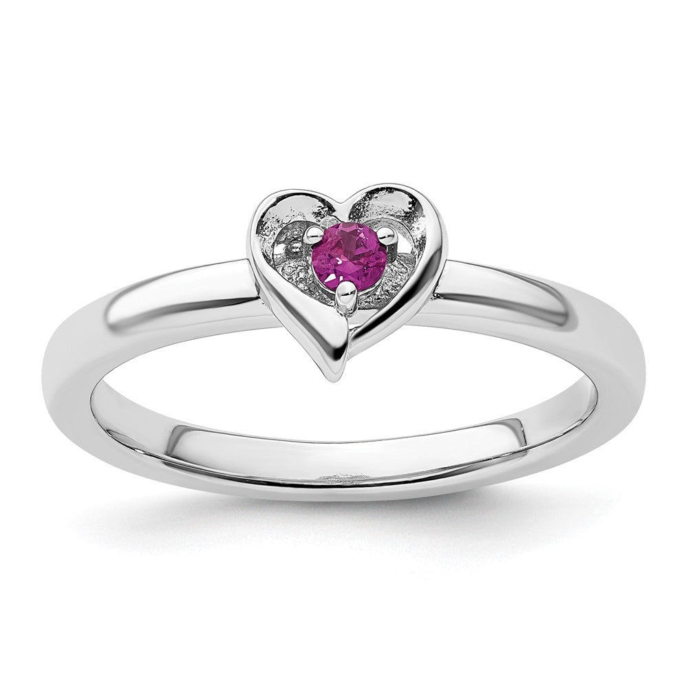Sterling Silver Stackable Expressions Rhodolite Garnet Heart Ring Size -7