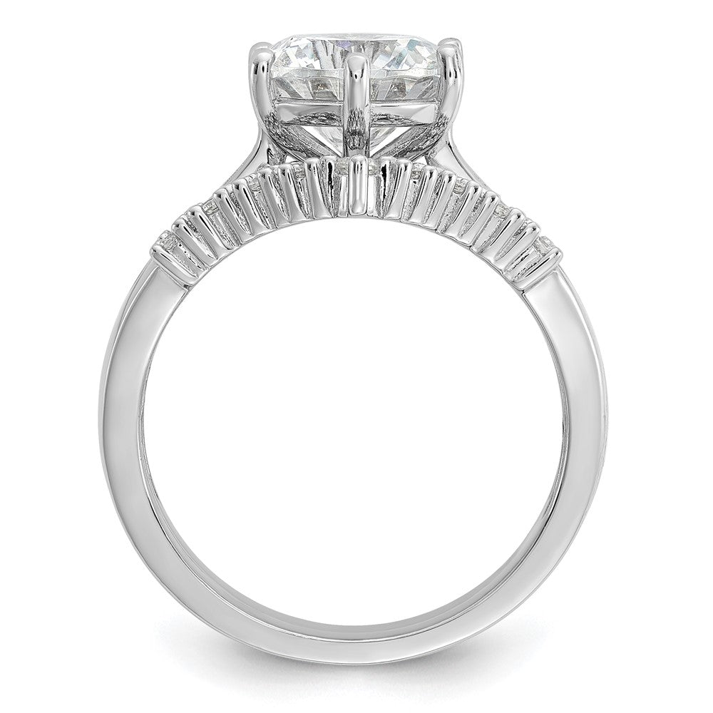 Cheryl M Sterling Silver Rhodium-plated Polished Fancy CZ with Two 3-Row Bands Ring Set