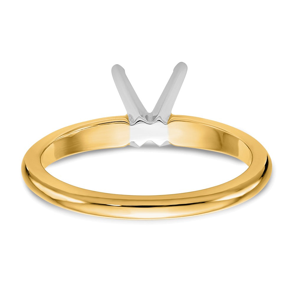 14k Two-Tone 2 carat Lightweight Half-Round 4-Prong Round Solitaire Ring Mounting