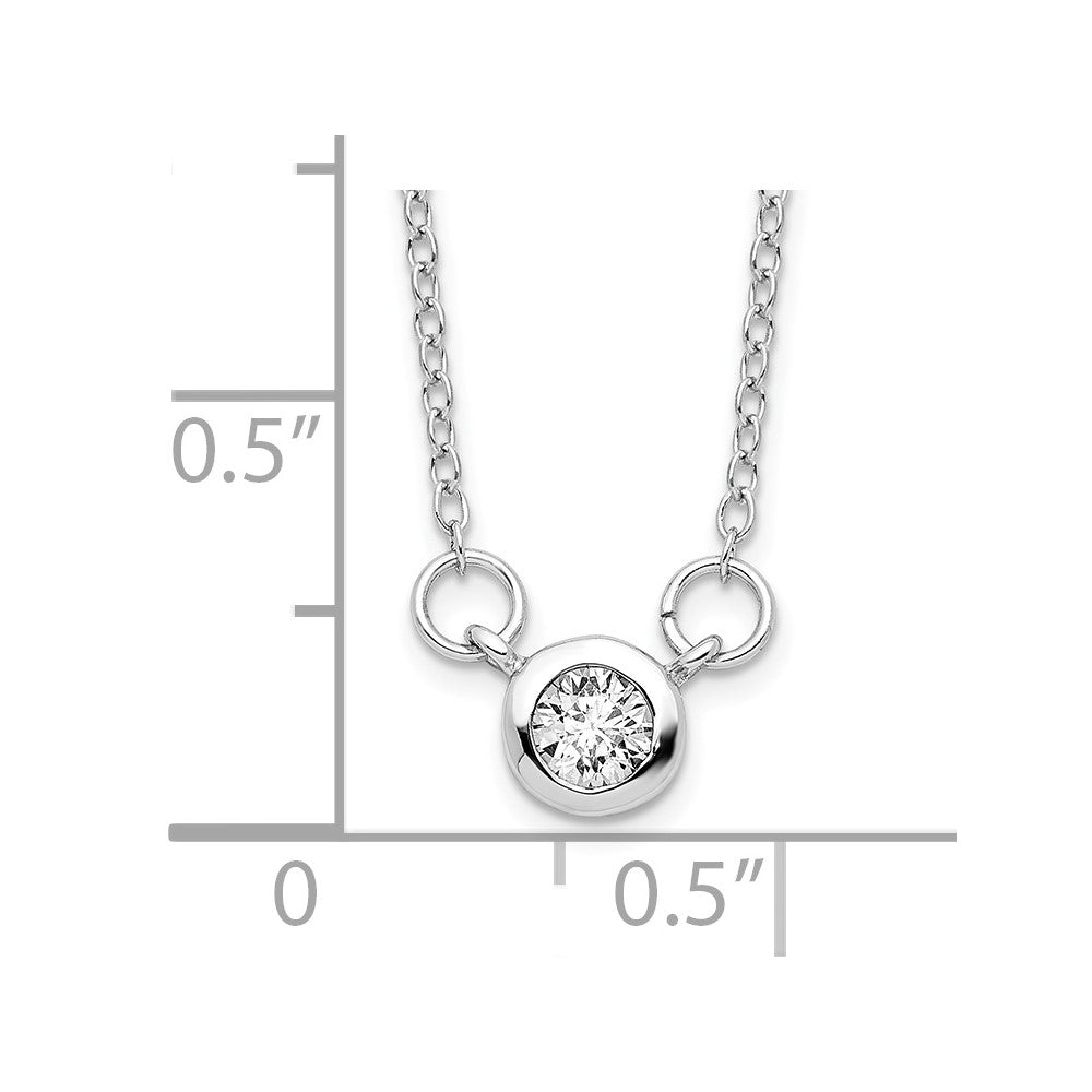 Sterling Silver Rhodium-plated 18in Bezel-set 5mm CZ Necklace 16 Inches