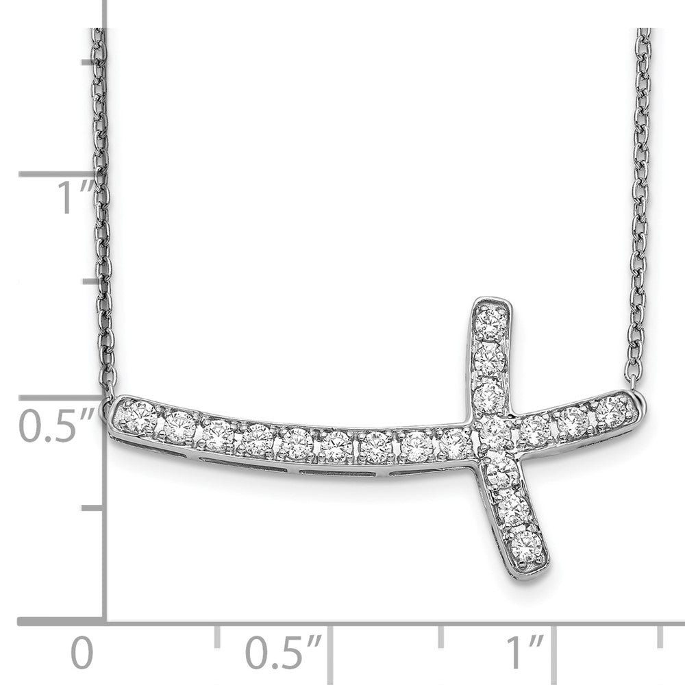 14k White Gold 1/2 carat Lab Grown Diamond VS/SI+ G+ 18 inch Sideways Cross Necklace