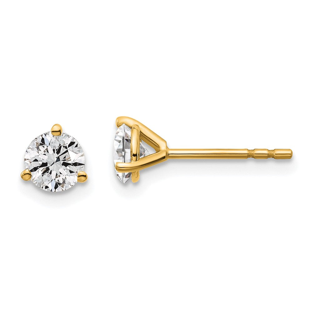14k Yellow Gold 3/4 ctw Lab Grown Diamond VS/SI+ G+ Round 3 Prong Heavy Wt. Stud Earrings