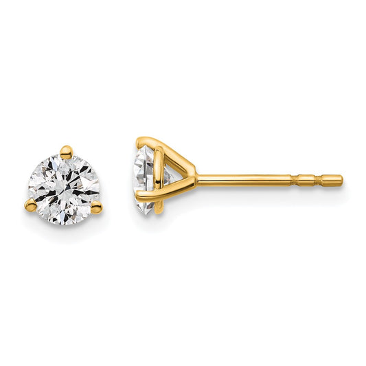 14k Yellow Gold 3/4 ctw Lab Grown Diamond VS/SI+ G+ Round 3 Prong Heavy Wt. Stud Earrings