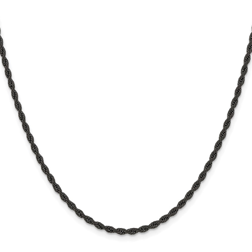 Stainless Steel Polished Black IP-plated 2.4mm 18 inch Rope Chain