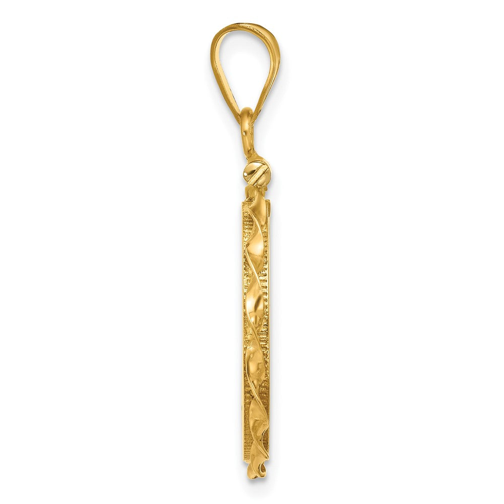 Wideband Distinguished Coin Jewelry 14k Polished Hand Twisted Ribbon 17.8mm x 1.35mm Screw Top Coin Bezel Pendant