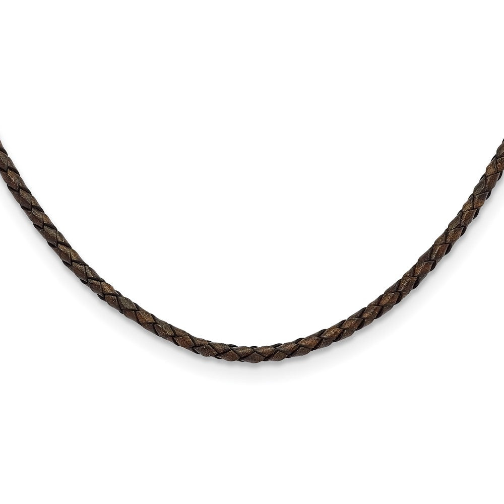 4mm Genuine Leather Hexagon Weave 18in Necklace