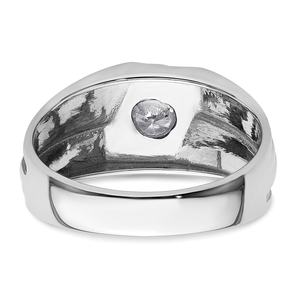 IBGoodman 14k White Gold with Black Rhodium 3/8 carat Lab Grown Diamond VS/SI+ G+ Complete Satin Men's Ring