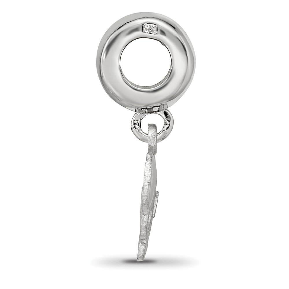 LogoArt DZ003BD1-SS Sterling Silver Delta Zeta Turtle Charm on Plain Bead