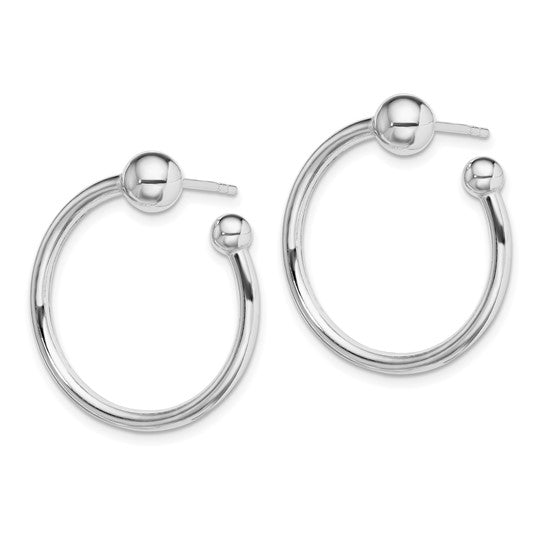 Sterling Silver Rhodium-plated Hoop Post Earrings