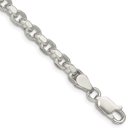 Sterling Silver 4mm Diamond-cut Rolo Chain 8 inches