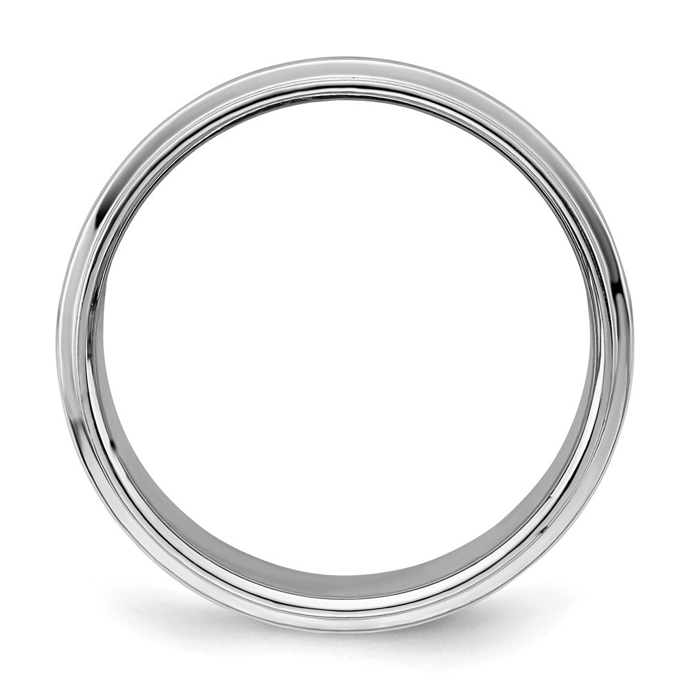 SS Rhodium-plated 8mm Flat w/ Step Edge Size 11 Band