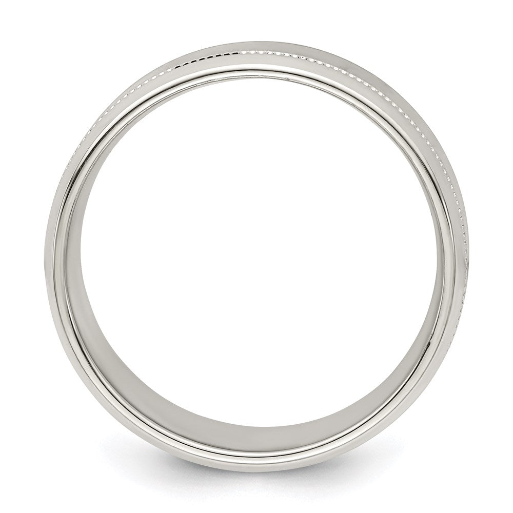 Sterling Silver 6mm Polished Flat Milgrain Beveled Edge Fancy Band Size 8