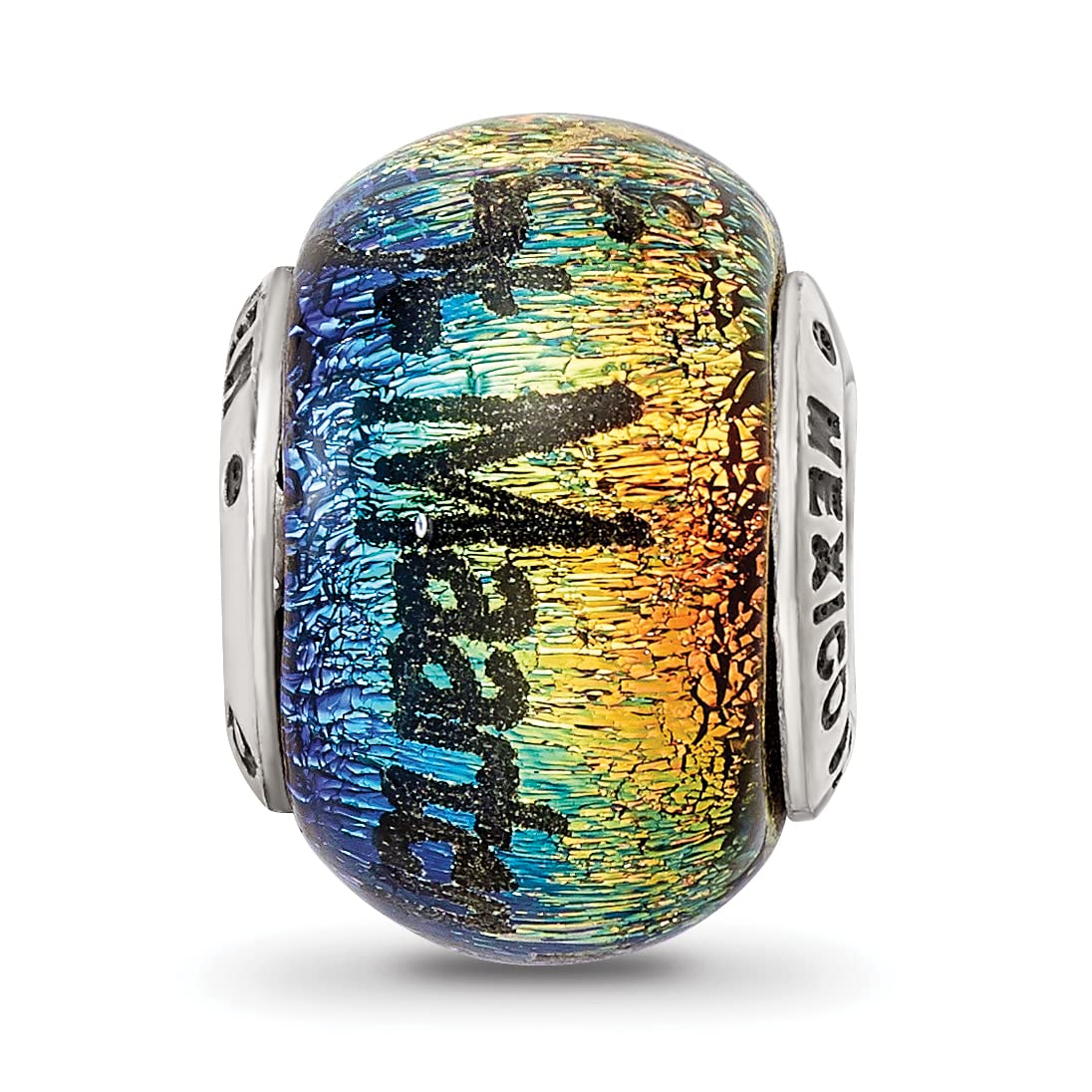 Sterling Silver Reflections St Maarten Orange Dichroic Glass Bead