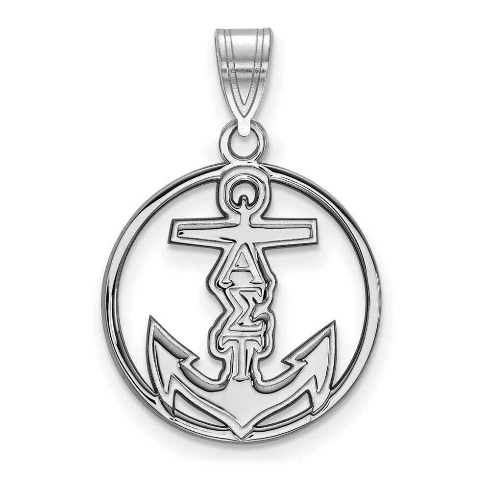 Sterling Silver Official Licensed Greek Sororities Alpha Sigma Tau (???) Small Circle Pendant
