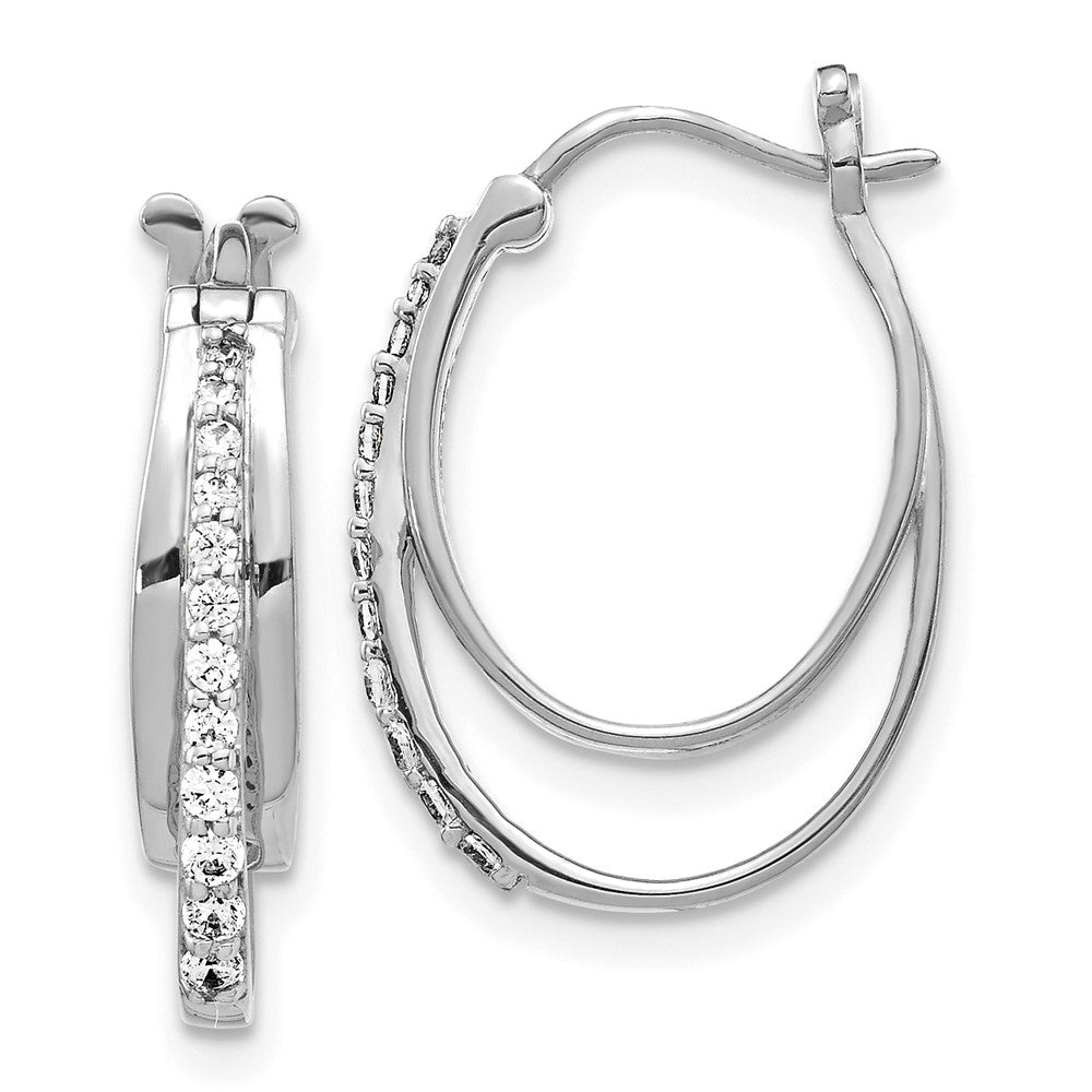 14K White Gold Diamond Hoop Earrings