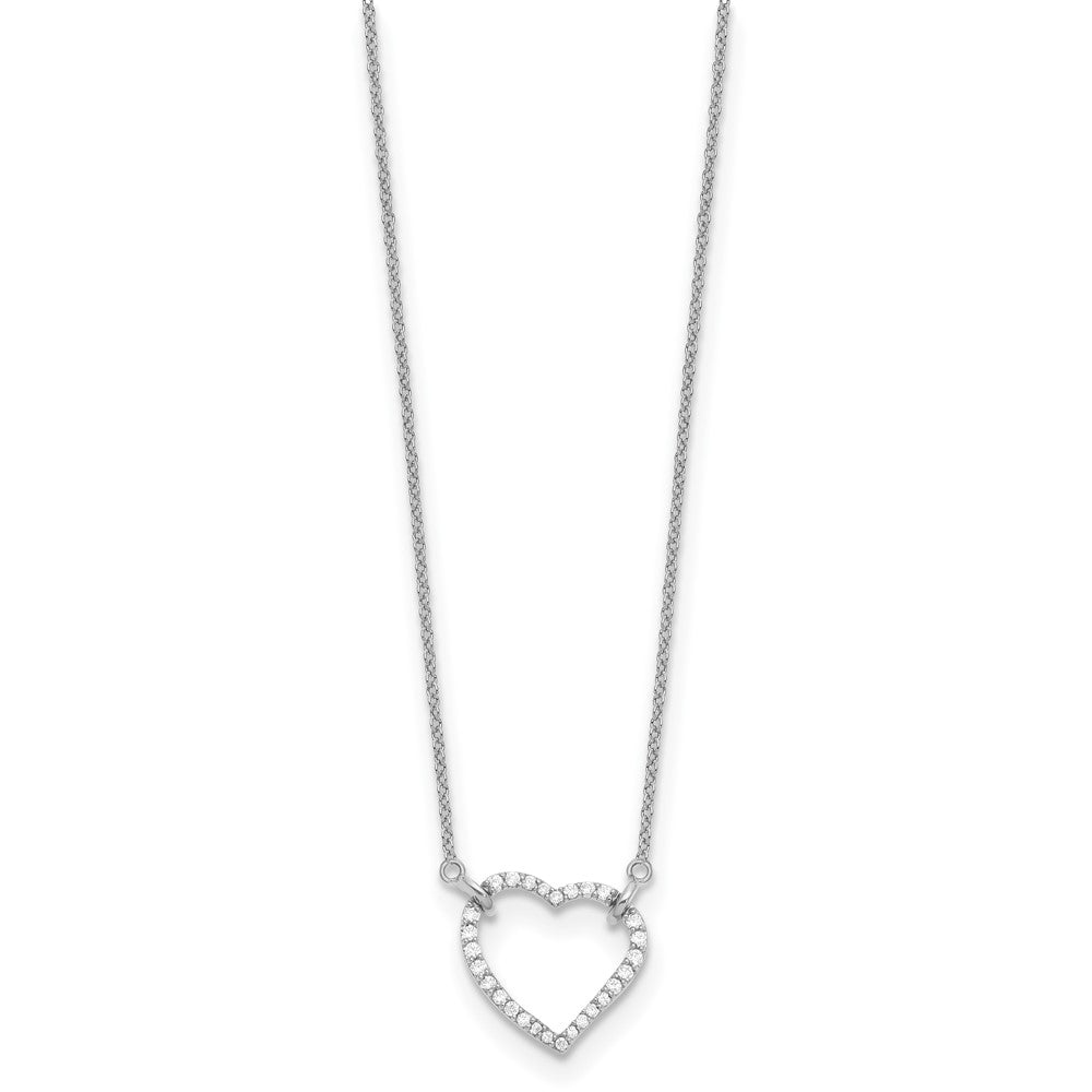 14k White Gold Diamond Heart Pendant Necklace