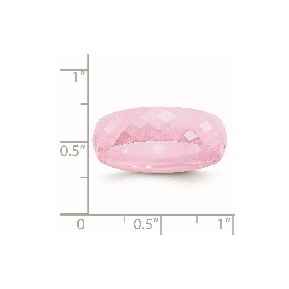 Ceramic Pink Faceted 6mm Polished Band Size - 7