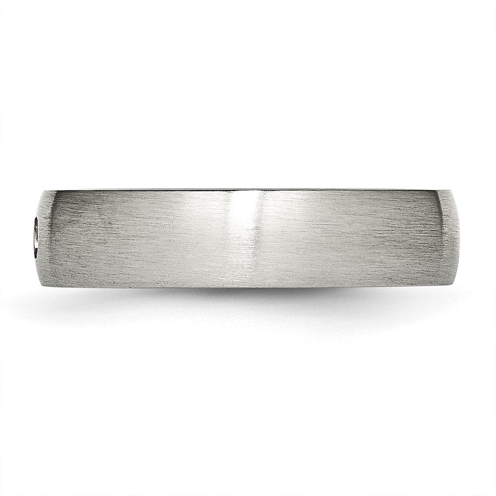 Stainless Steel Brushed w/CZ Half Round 5.5mm Band Size - 6.5