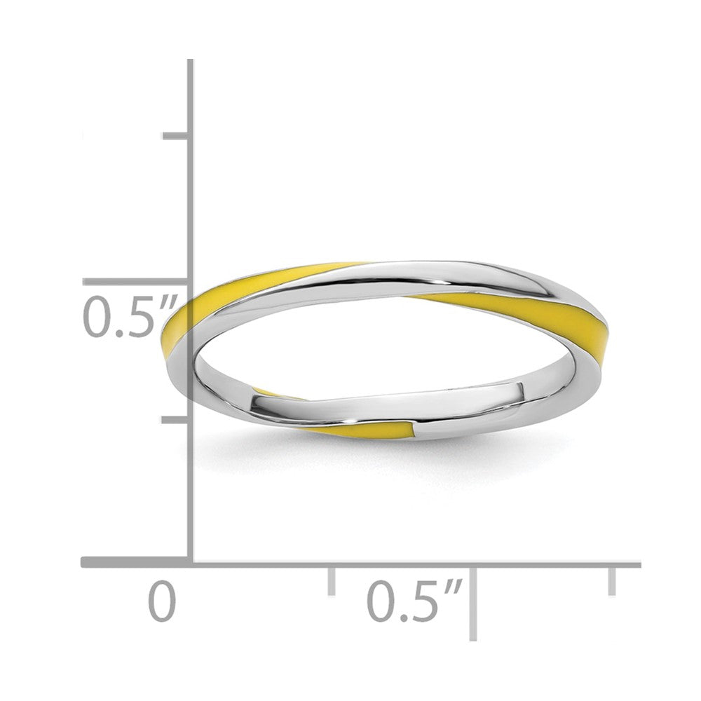 Sterling Silver Stackable Expressions Twisted Yellow Enameled Ring Size -10