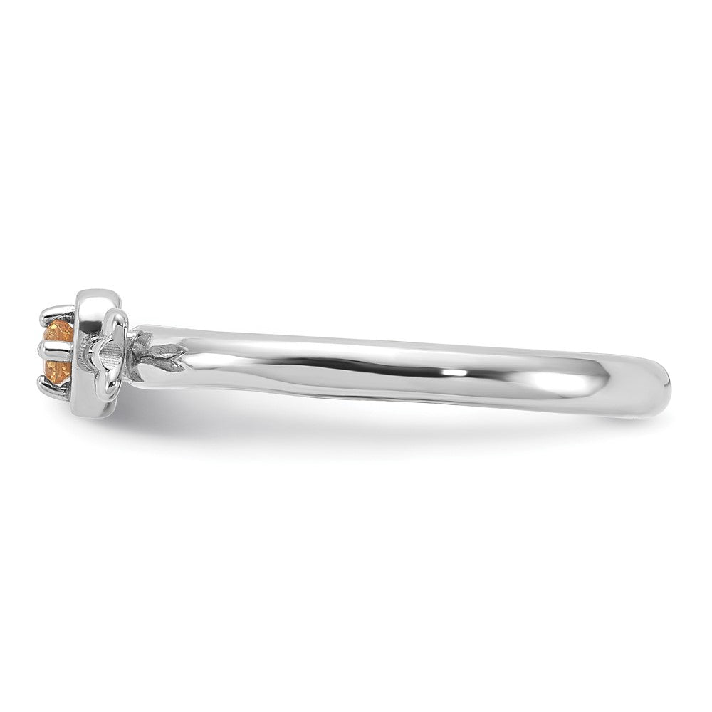 Sterling Silver Stackable Expressions Rhodium-plated Citrine Heart with Arrow Ring Size -6