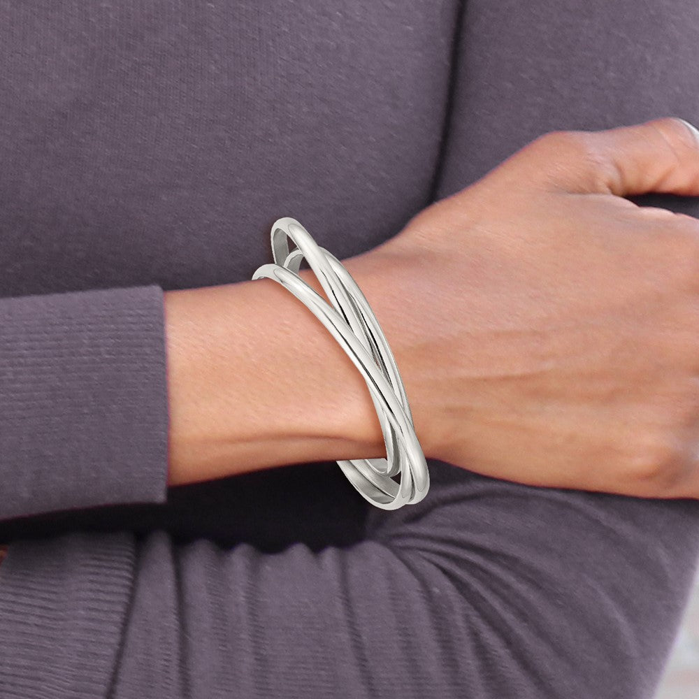 Stainless Steel Polished Intertwined Bangles 7 inches