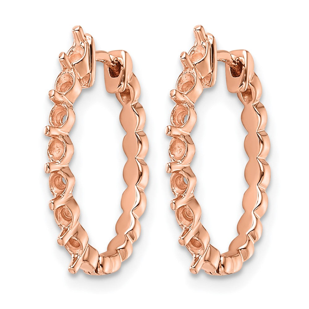 14K Rose Gold Hinged Hoop Earring Mountings (Holds 14 x 2.3mm Round)
