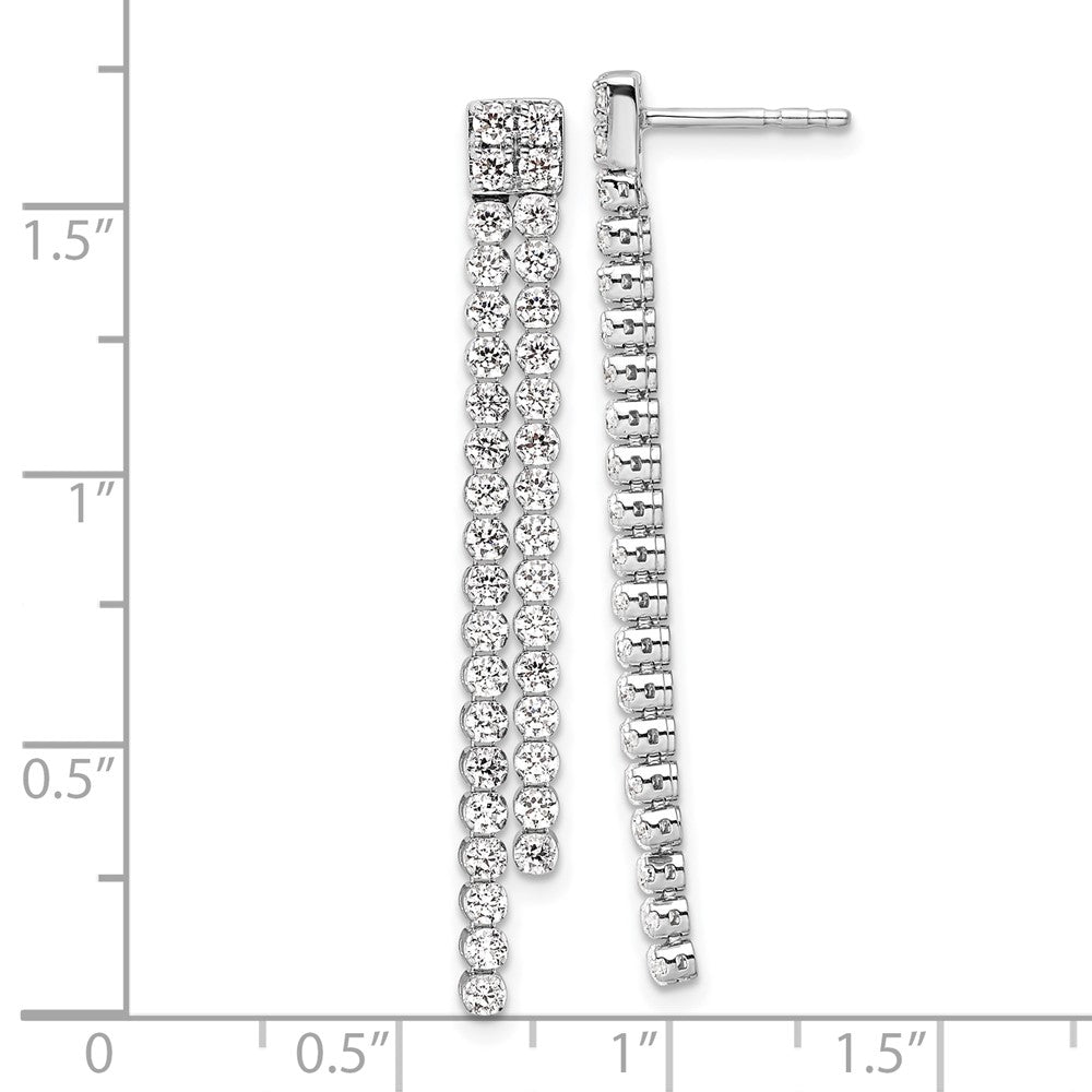 14k White Gold 1 7/8 carat Lab Grown Diamond VS/SI+ G+ Complete Dangle Post Earrings