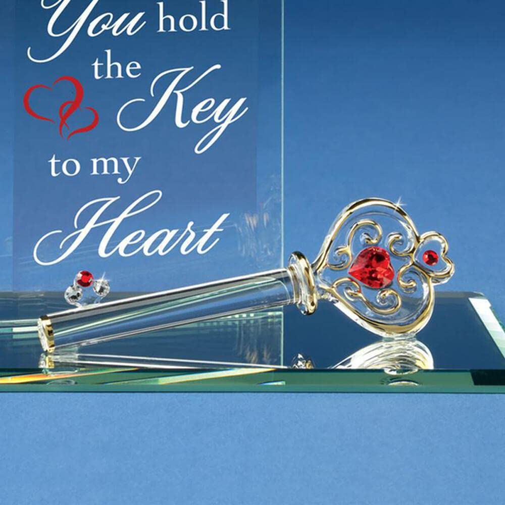 YOU HOLD THE KEY TO MY HEART with Red Crystal Handcrafted Glass Figurine Q-GP1126