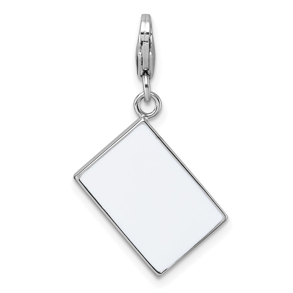 Sterling Silver Amore La Vita Rhodium-plated White/Black/Red/Yellow Enameled No Limit Credit Card Charm with Lobster Clasp