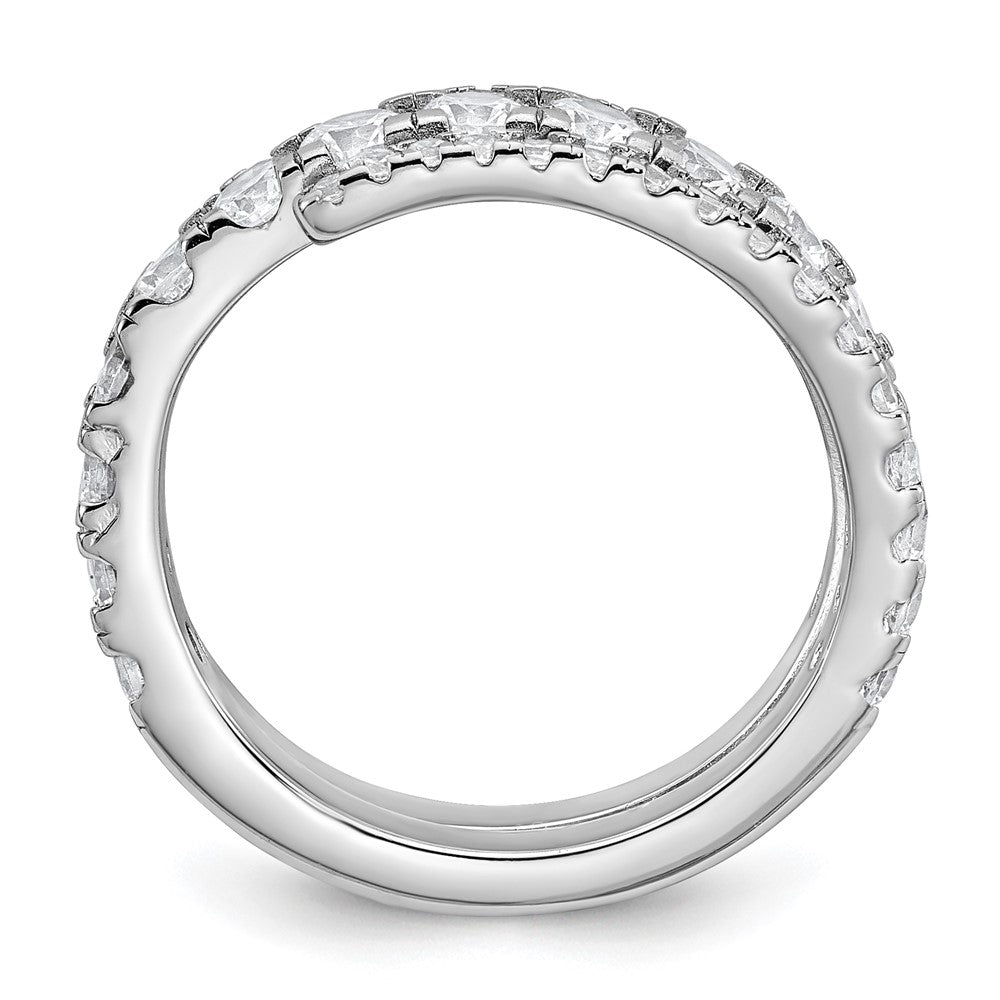 Sterling Silver Rhodium-plated Polished CZ Wrapped Band Size 8 Ring