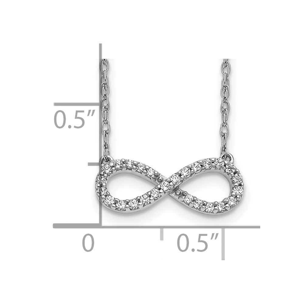 10k White Gold Polished Diamond Infinity Symbol 18 inch Necklace