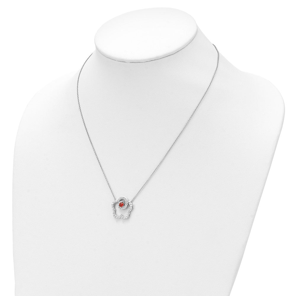 Sentimental Expressions Sterling Silver Rhodium-plated Red and Clear CZ My Sweet Daughter 18in Necklace