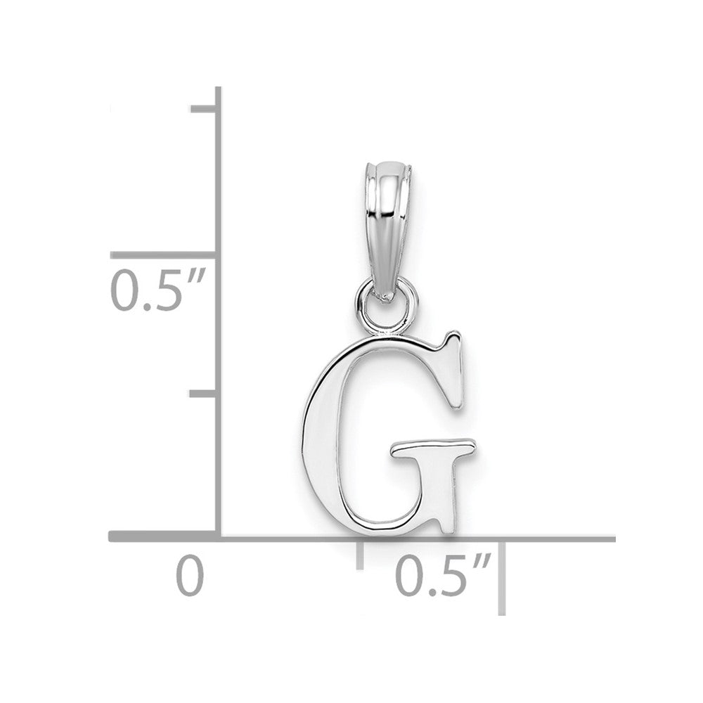 Sterling Silver Rhodium-plated Polished Block Initial -G- Pendant