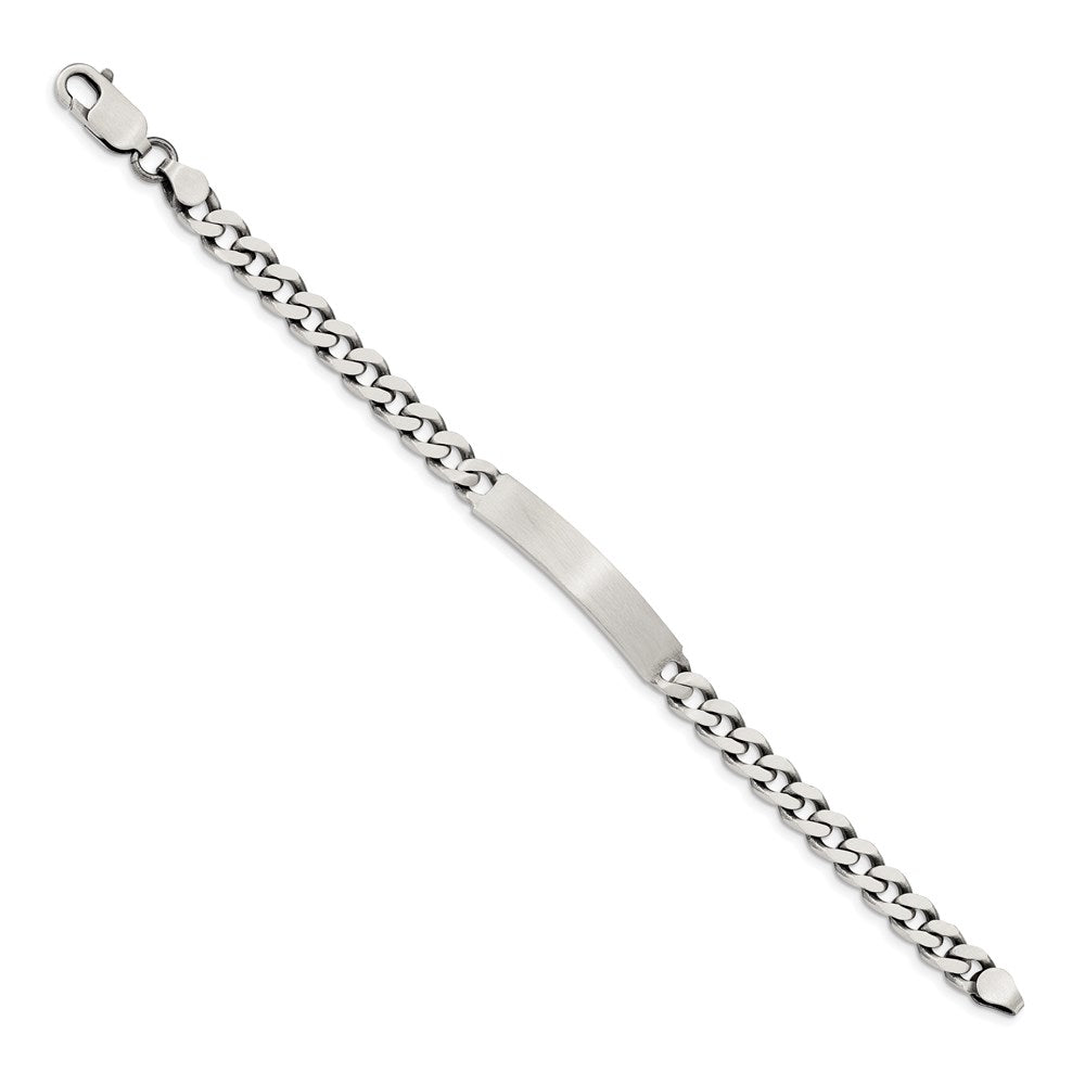 Sterling Silver 7inch Engraveable Antiqued Curb Link ID Bracelet 7 inches