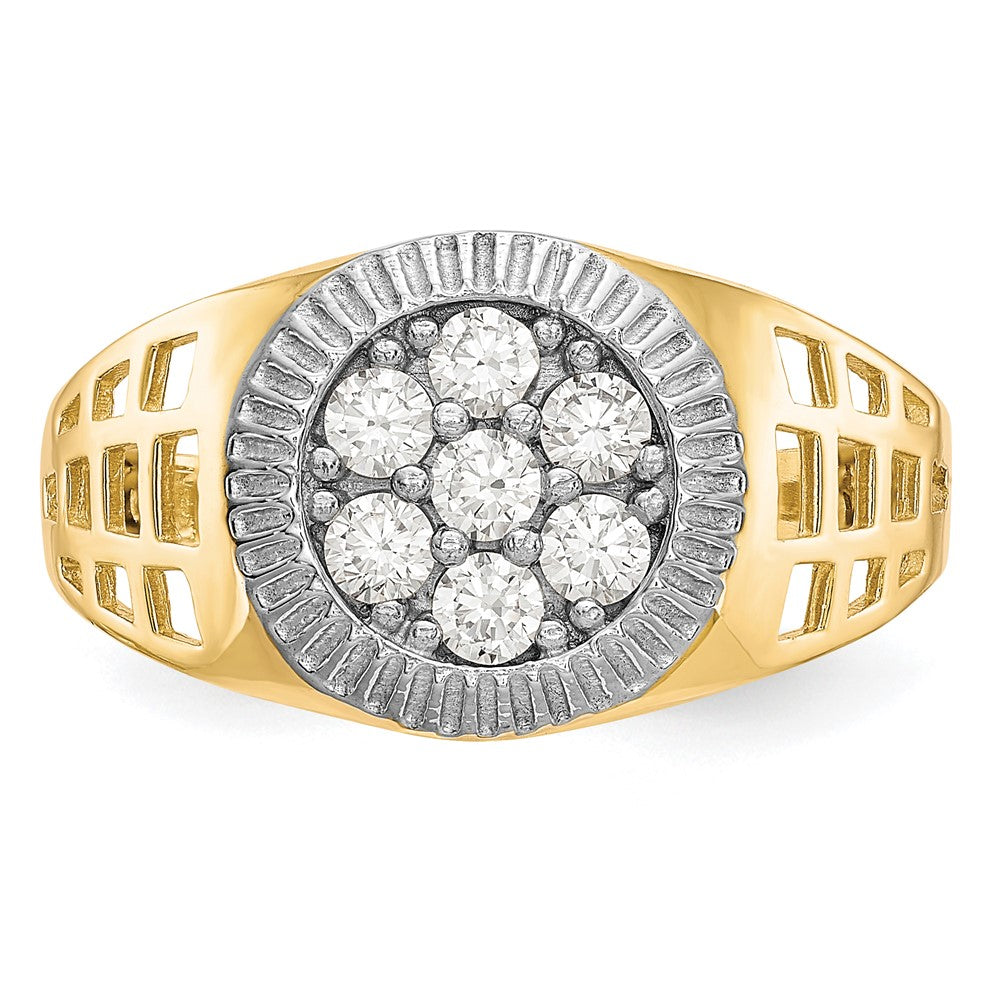 14k w/Rhodium Men's CZ Cluster Ring Size 10