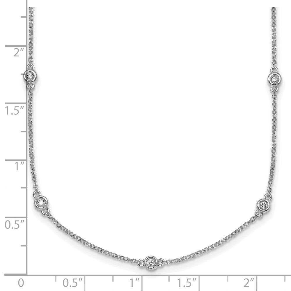 14k White Gold Complete 1/3 carat Bezel-set Diamond and Cable Chain 17-Station 20 inch Necklace