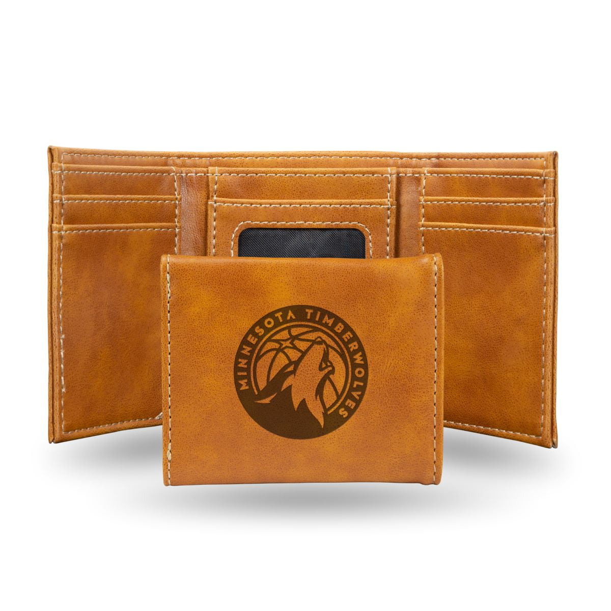 Basketball Rico Industries Minnesota Timber Brown Laser Engraved Trifold Laser Engraved Tri-Fold Wallet - Men's Accessory